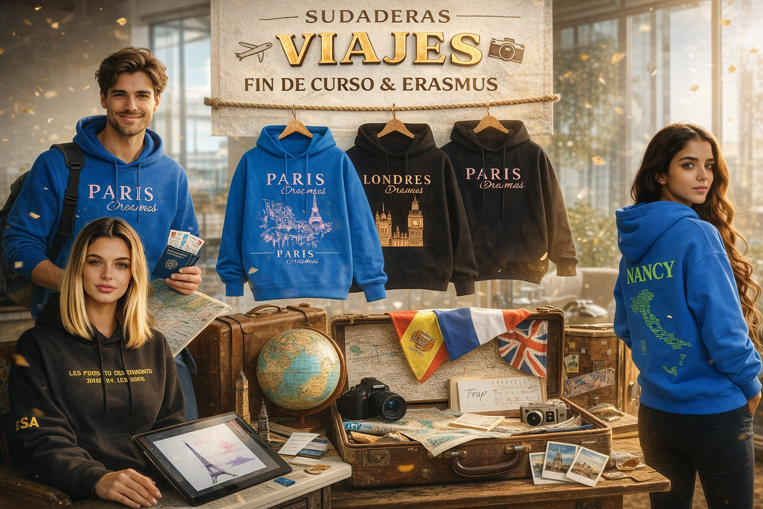 Sudaderas personalizadas para viajes de fin de curso y Erasmus